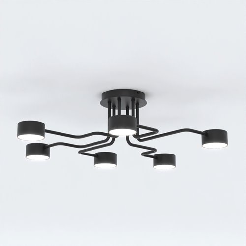 Lampa sufitowa KURAGE 6 BL BLACK plafon, czarna, metal, loft