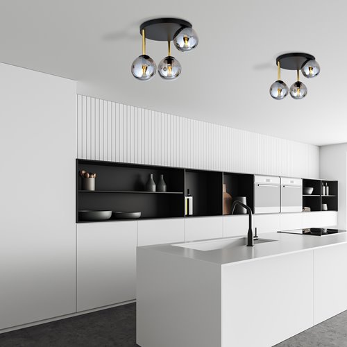 Lampa sufitowa DOLCE 3 BL GRAFIT plafon czarny/złoty/grafit