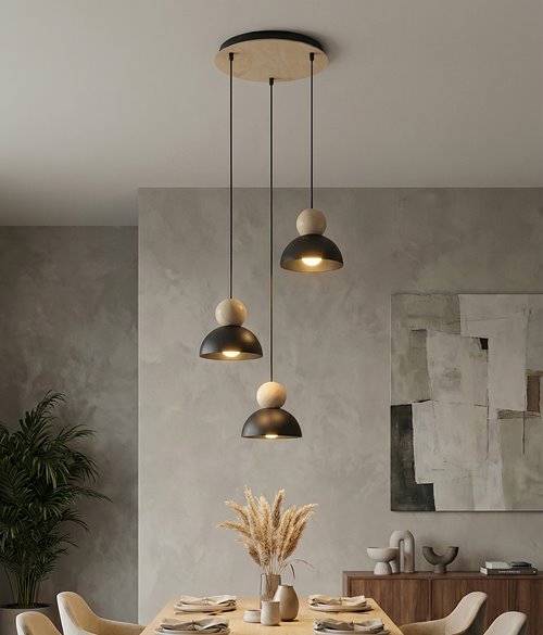 Lampa wisząca KAKI 3PREM BLACK nowoczesna, czarna, metal