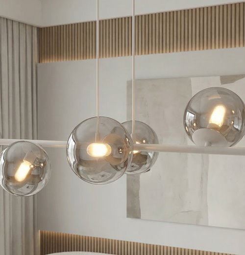 Lampa wisząca MAGNUS 8 GRAY GRAFIT nowoczesna, klosz, szara