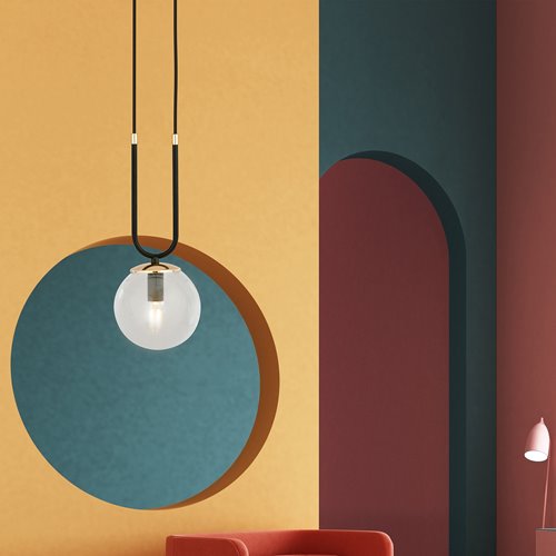 Lampa wisząca GLAM 1 BL/TRANSPARENT czarna/transparent/złota