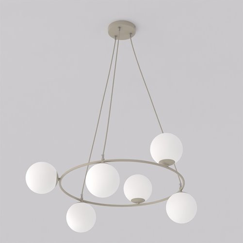 Lampa wisząca AZURA 6 MOKKA OPAL nowoczesna, klosze, beżowa