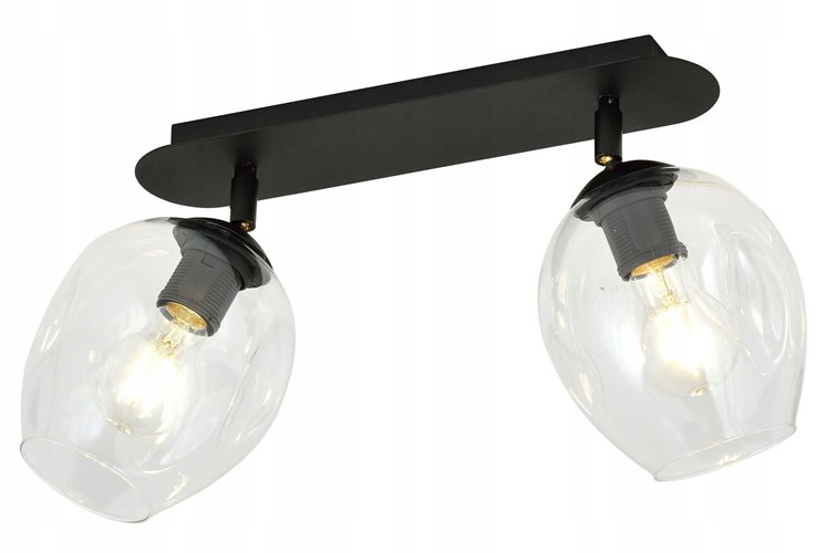 Lampa sufitowa FLOW 2 BL TRANSPARENT loft klosz czarna