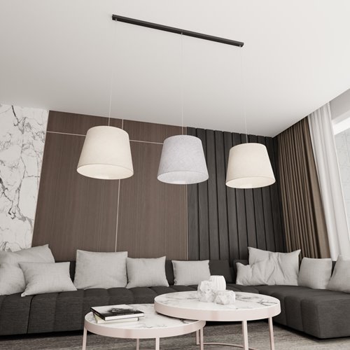 Lampa wisząca EPOCA 3 MIX abażur, beż, szary, klasyczna