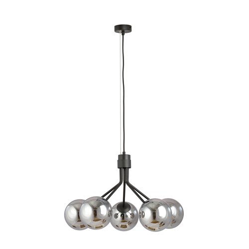 Lampa wisząca NOVA 5 BL/GRAFIT kule klosze czarna/grafit