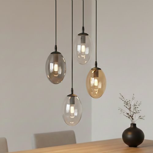 Lampa wisząca ASTRAL 4 BL PREMIUM MIX klosze multikolor