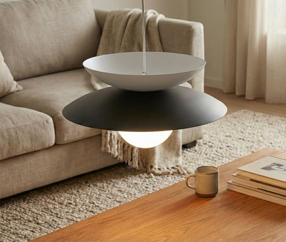 Lampa wisząca NAGOYA 1 BL WHITE loft, japandi, metal