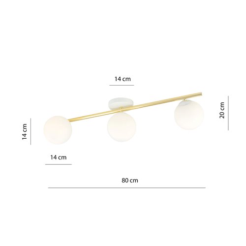 Lampa sufitowa SPLENDI 3 WH OPAL plafon klosze biała/złota