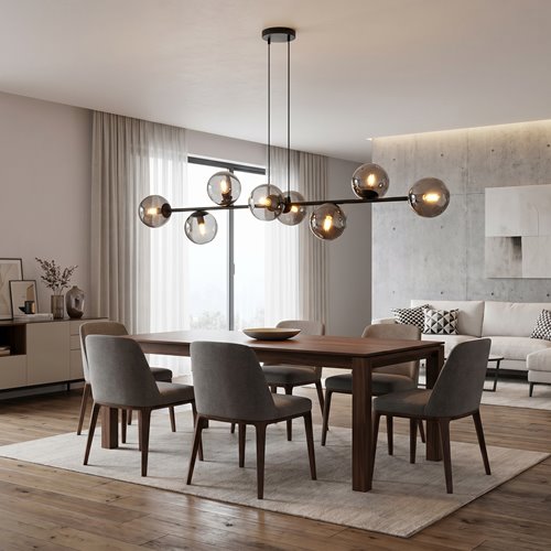 Lampa wisząca ROSSI 8 BL GRAFIT klosz grafit, czarna