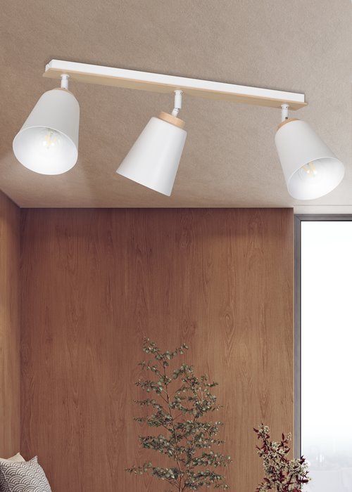 Lampa sufitowa ATLAS 3 WHITE skandynawska, drewno, biała