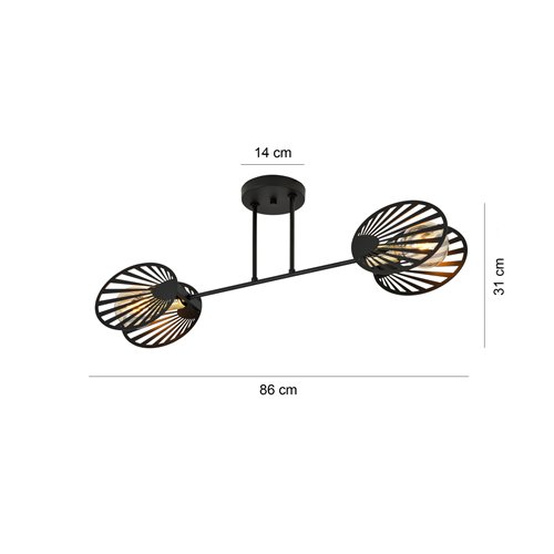 Lampa sufitowa TALIA 2 BLACK żyrandol DESIGN czarny/złoty