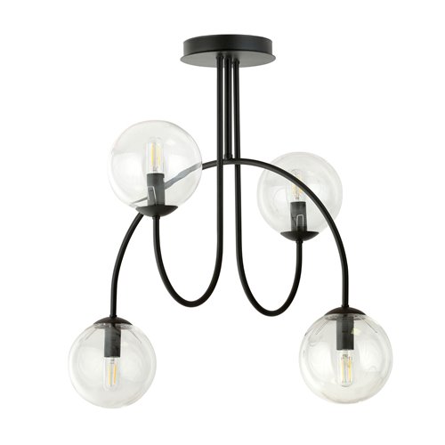Żyrandol ARCHI 4A BL TRANSPARENT nowoczesny, klosze, czarny