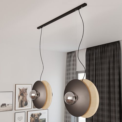 Lampa wisząca SOHO 4 BL GRAFIT designerska, drewno, klosze