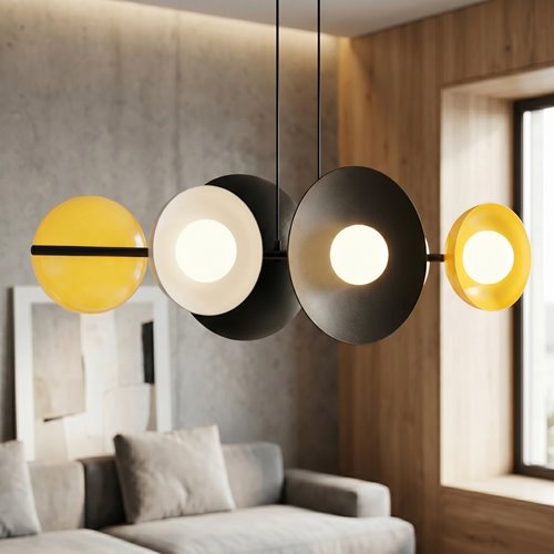Lampa wisząca VOLUM 6 BL MIX loft, czarna, metal