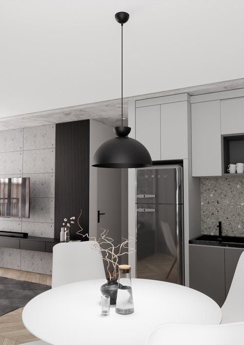 Lampa wisząca LUNARO 1L BL BLACK loft, czarna, metal