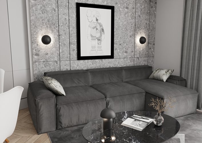 Lampka nocna MUSH LN2 BL BLACK metal, czarna, loft