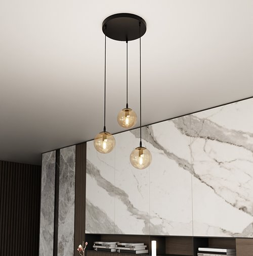 Lampa wisząca COSMO 3 BL PREMIUM MIODOWY loft, klosz miodowy