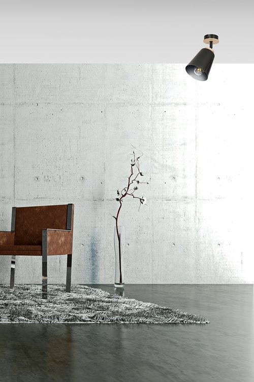 Lampa sufitowa ATLAS 1 BLACK skandynawska, drewno, czarna