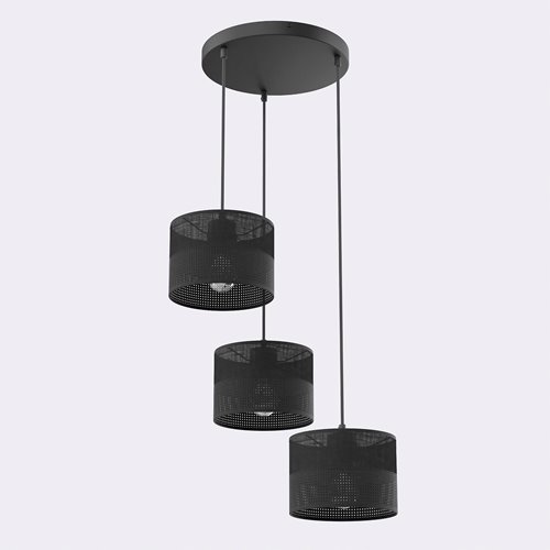 Lampa wisząca KARBON 3 BLACK PREMIUM abażur, czarna