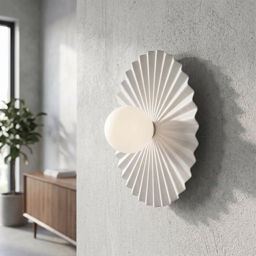 Kinkiet UMBRA L K1 WHITE OPAL nowoczesny, biały, metal, fala