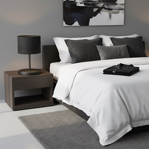 Lampka nocna KARBON LN1 BLACK abażur, czarna, klasyczna