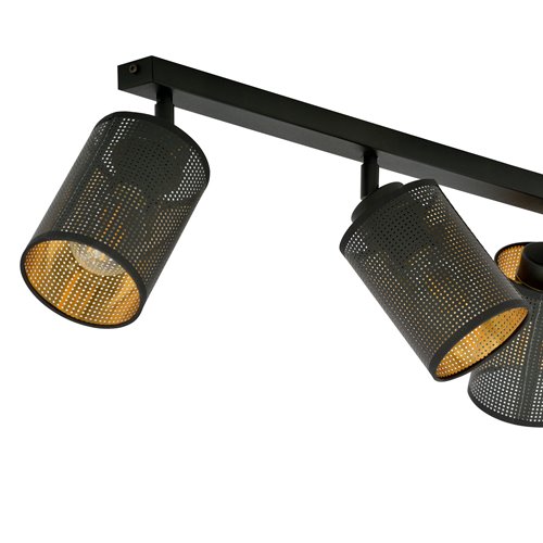 Lampa sufitowa BRONX 3 BLACK nowoczesna, abażur czarno/złoty