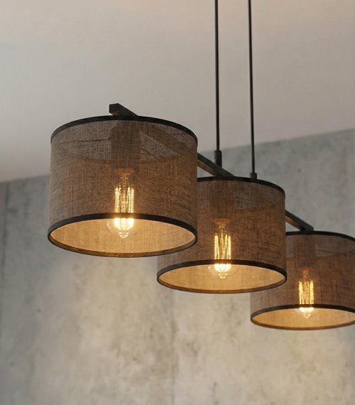 Lampa wisząca ECO 3 BL BROWN klasyczna, abażur, brązowa
