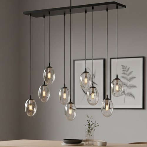 Lampa wisząca ASTRAL 9 BL TRANSPARENT czarny/transparent
