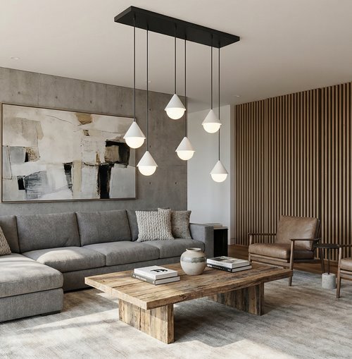 Lampa wisząca GIRO 6 BL WHITE nowoczesna, czarna biała metal