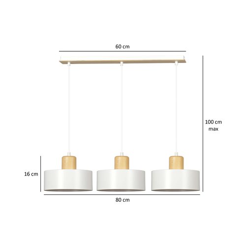Lampa wisząca TORIN 3 WHITE skandynawska, regulowana, biała