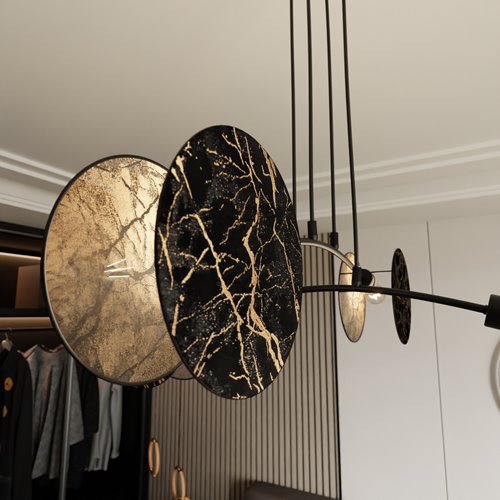 Lampa wisząca MOTIF 4 MARBLE wyjątkowa, abażur, marmur