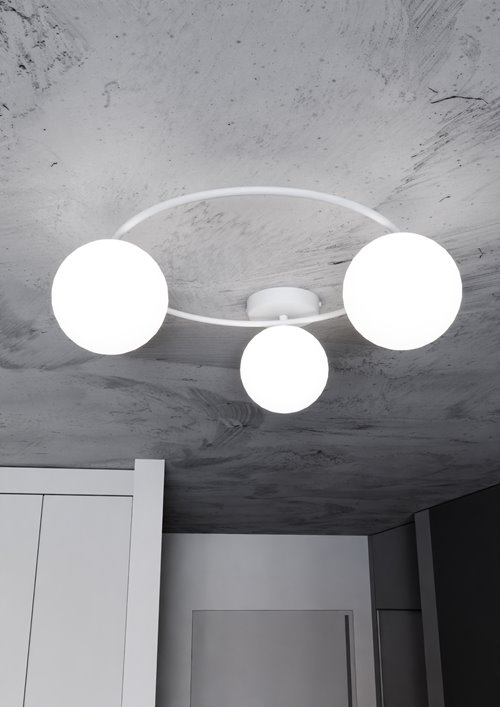 Lampa sufitowa SOPRA 3 WH OPAL plafon klosze kule, biała