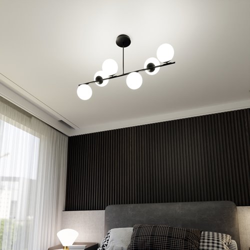 Lampa sufitowa BIOR 6 BLACK klasyczna, klosz, czarno/biała