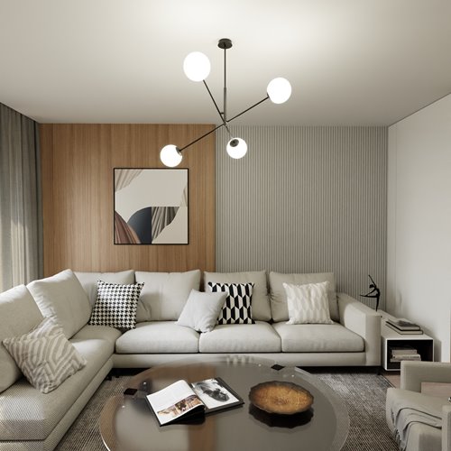 Żyrandol LINEAR 4 BLACK/OPAL minimalistyczny, loft, czarny