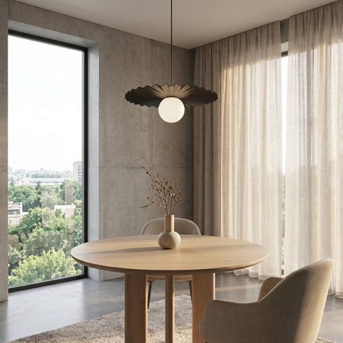 Lampa wisząca UMBRA 1 BLACK nowoczesna, czarna, metal, fala