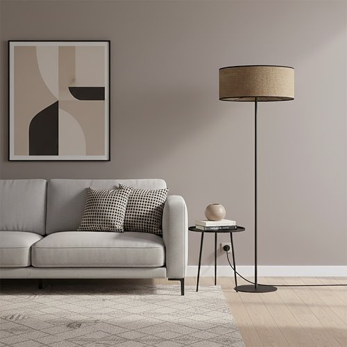 Lampa podłogowa ECO LP1 BROWN klasyczna, brązowa, abażur