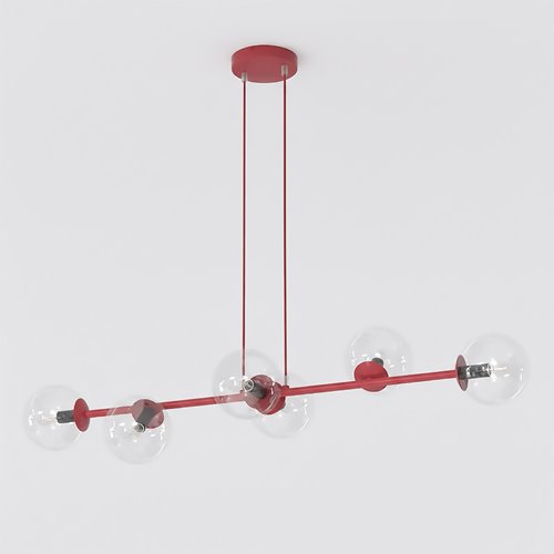 Lampa wisząca MAGNUS 6 BURGUNDY TRANSPARENT nowoczesna klosz