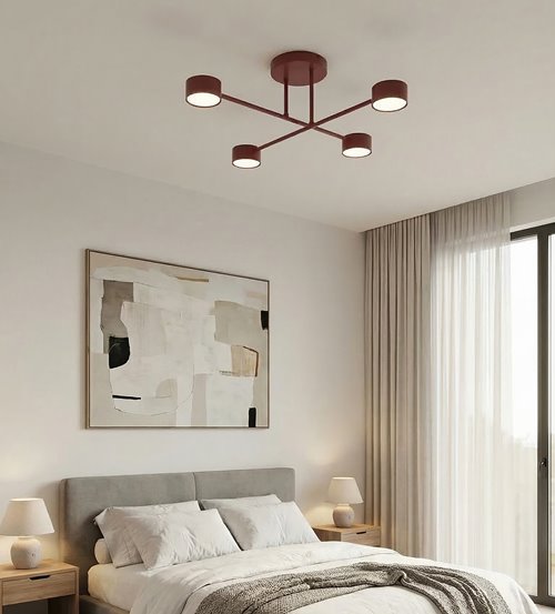 Lampa sufitowa HALO 4 BURGUNDY minimalistyczna, metal