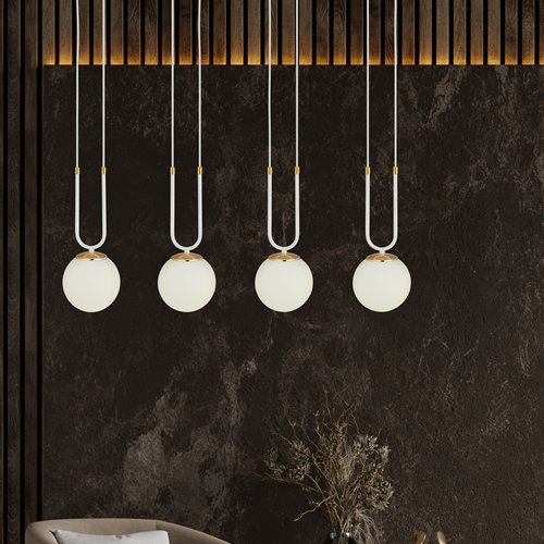 Lampa wisząca GLAM 4 WH/OPAL glamour biała/złota