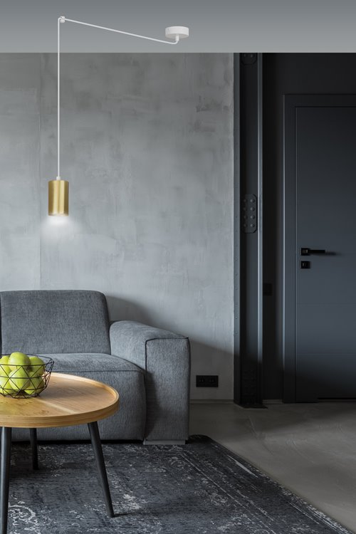 Lampa wisząca TRAKER 1 WH/GOLD nowoczesna pająk biało/złota