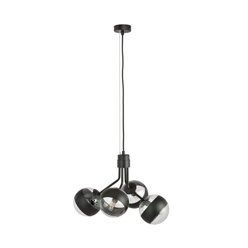 Lampa wisząca NOVA 4 BL/STRIPE klosze czarna/transparent