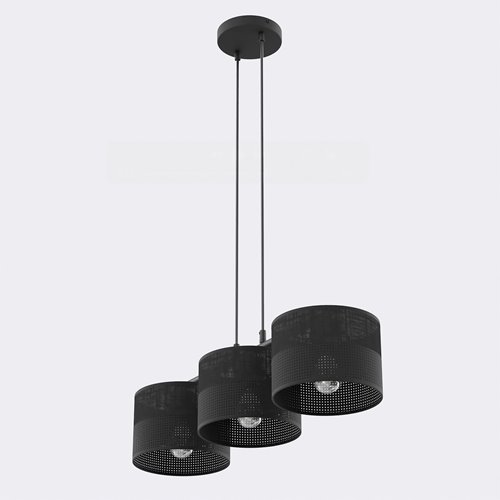 Lampa wisząca KARBON 3 BLACK klasyczna, abażur, czarna