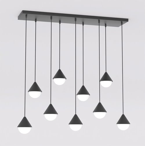 Lampa wisząca GIRO 9 BLACK nowoczesna, czarna, metal