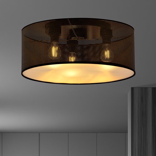 Lampa sufitowa ASTON 3 BLACK/GOLD abażur, czarno/złoty