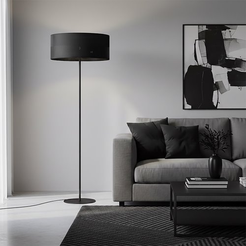 Lampa podłogowa KARBON LP1 BLACK klasyczna, czarna, abażur
