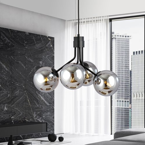 Lampa wisząca NOVA 4 BL/GRAFIT kule klosze czarna/grafit
