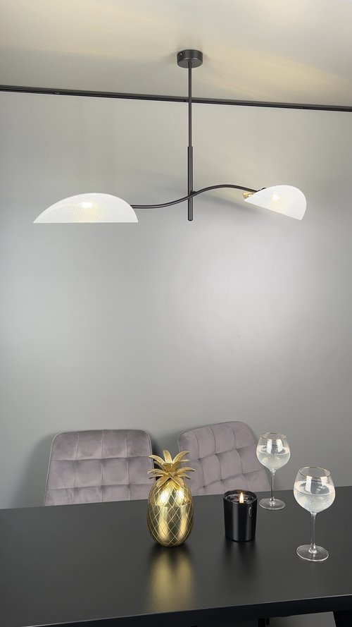 Lampa sufitowa LOTUS 2 BLACK/RATTAN abażury czarna/rattan