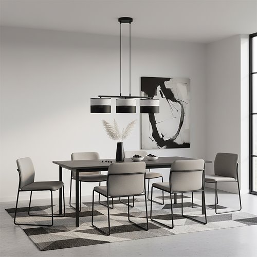 Lampa wisząca KARBON 3 BL GRAY klasyczna, abażur, szara