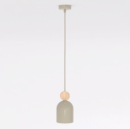 Lampa wisząca MESI 1 MOKKA nowoczesna, beżowa, metal drewno