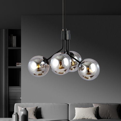 Lampa wisząca NOVA 4 BL/GRAFIT kule klosze czarna/grafit